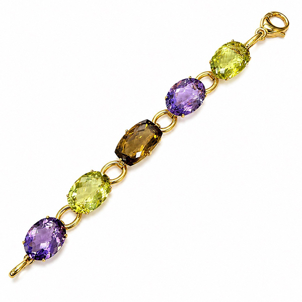 18K Roberto Coin Amethyst Lemon Quartz  Smoky Quartz Prasiolite Bracelet